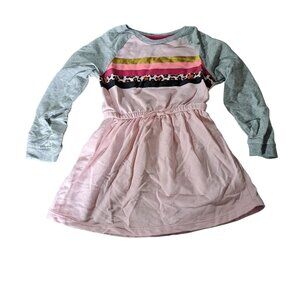 Okie Dokie Girls Long Sleeve Dress 4T Pink & Gray Colorblock Stripes